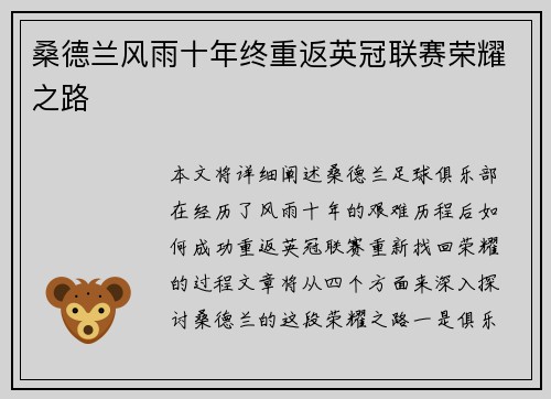 桑德兰风雨十年终重返英冠联赛荣耀之路 桑德兰风雨十年终重返英冠联赛荣耀之路